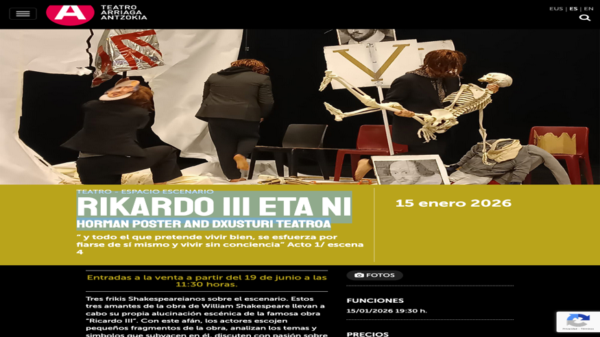  RIKARDO III ETA NI Horman Poster and Dxusturi teatroa Imagen de portada