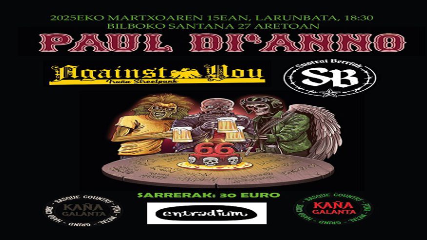 Música / Conciertos - Noche / Espectáculos - Pop, rock e indie -  PAUL DI ANNO - AGAINST YOU  - BILBAO