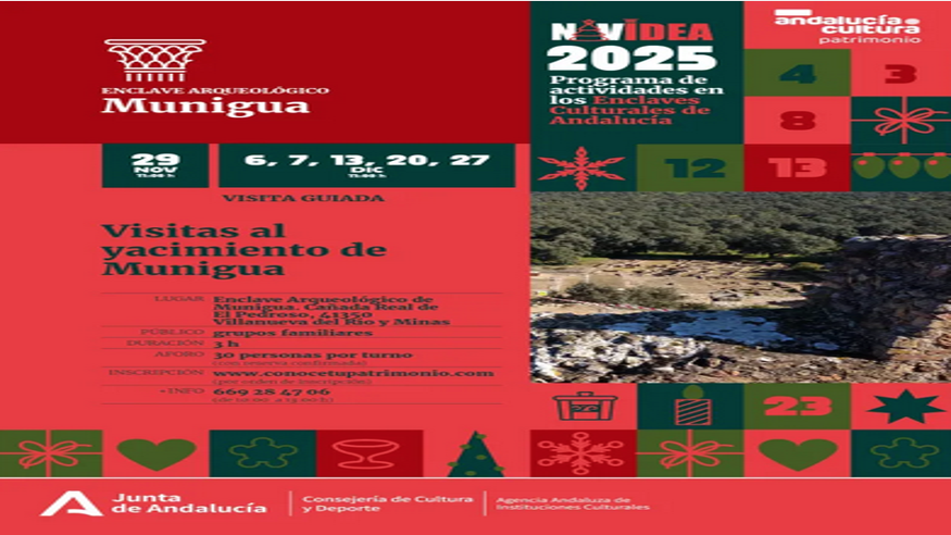 Ruta cultural -  Navidea 2025: Visitas al yacimiento arqueológico de Munigua en Navidad  - SEVILLA